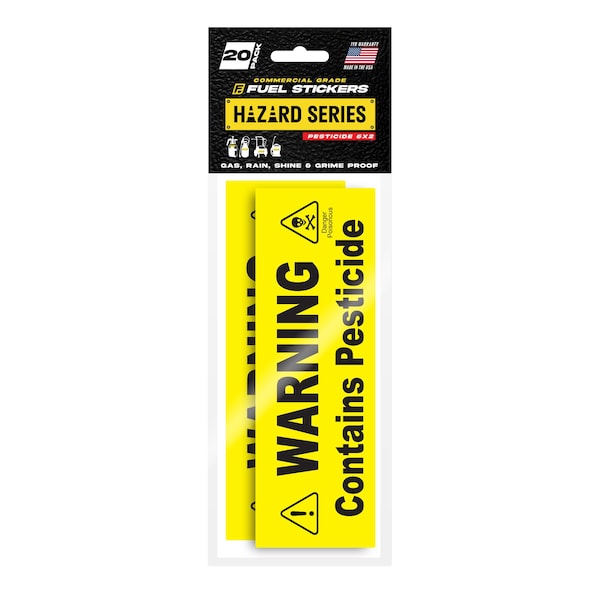 Pesticide Sticker, Warning Label: Pump Sprayer, Commercial Sprayer: Hvy-Dty, 6''x2'', 20PK